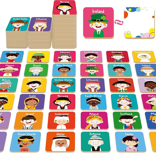 Hebayy 72 PCS Memory Matching Game, 36 Pairs Difference Face Memory Cards Never Forget A Face Matching Game, Educational Learning Toys for Preschool 3 4 5 6 Years Old