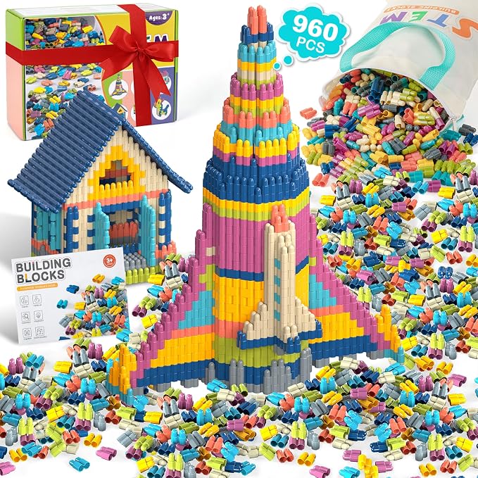 KODATEK 960 Pcs Building Toys, STEM Building Blocks Set for Kids Ages 4-8 | Educational Toys Building Sets for Brain Development & Hands-On Ability Improvement, Construction Toy For Boys & Girls Gifts