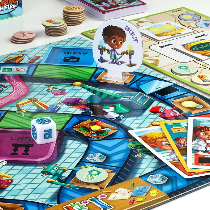 Robot Builders Cooperative Board Game Kids Ages 5+, Stem Fun 2-4 Players | Exciting robot-building competition, kids race to collect their parts and tools. Easy to learn, fun for the whole family.