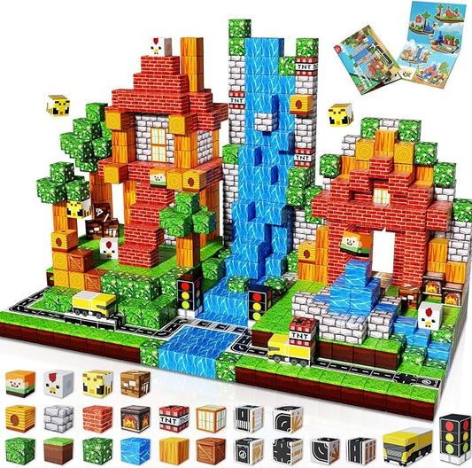 Magneverse 150 PCS Magnetic Blocks - Forest Magnetic Building Block for Kids Ages 4-8, Magnetic Cubes for Boys Girls, STEM Educational Stacking Magnet Toy for 3 4 5 6 7 8 9 10 11 12 Birthday Gifts