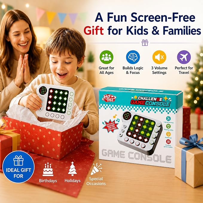Rechargeable Electronic Brain Game with 300 Original Challenges,Hand held Puzzle Games for Kids Adult Teen Seniors-Road Trip Activities&car&Airplane&Travel Offline Games for Kids 8-12