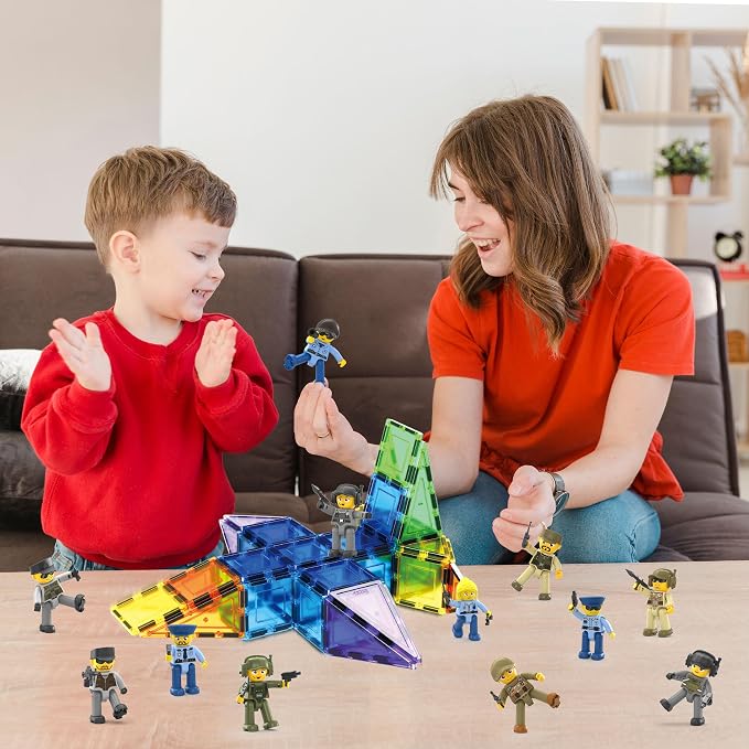 Picasso Toys Magnetic Action Figures Character Law Enforcement for Construction Building Block Tiles Toy Set Magnet Expansion Variety Pack Educational STEM Learning Kit Pretend Playset PTA12