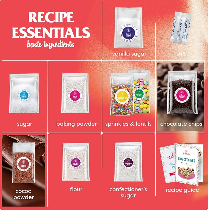 Baketivity Bug Cupcakes Kids Baking Kit with Pre-Measured Ingredients | Bake Delicious Bug Cupcakes DIY Activity Kit Includes Decorating Supplies, Easy Recipe, Great Gift for Boys & Girls Ages 6–12