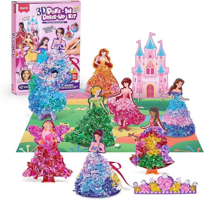 JoyCat Poke Art Kit for Girls, 3D Princess Craft with Fairy Tale Castle | Create layered 3D princess figures and a fairy-tale castle scene for a hands-on pretty pretty princess game experience.