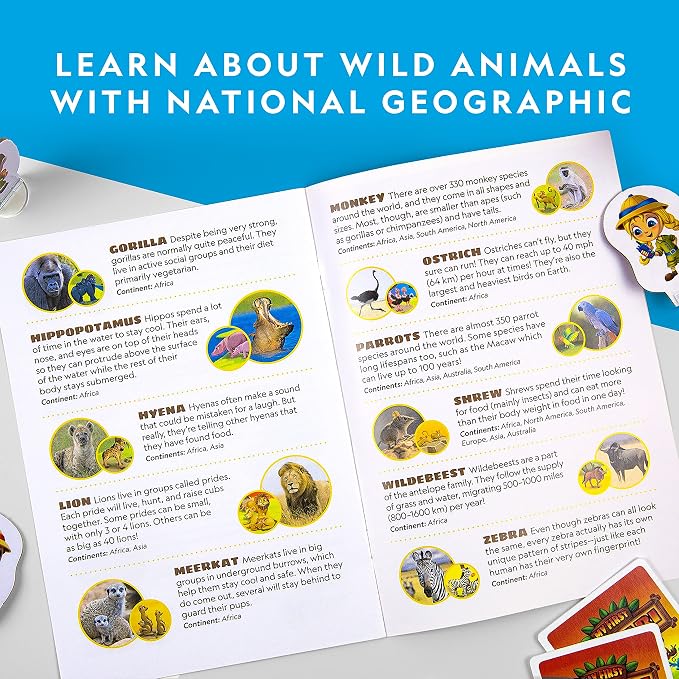 National Geographic My First Safari Cooperative Board Game for Kids | Cooperative Animal Game, Family Game Night, Easy Preschool Play, Kids and Adults, Safari Learning, Ages 4-6