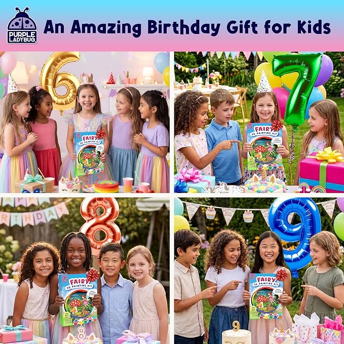 Fairy 3D Painting Kit Craft Kits - Kids Painting Set - Wooden Crafts to Paint, 6 7 8 9 10 Year Old Girl Birthday Gifts, Art Sets for Girls Ages 8-12, Arts and Crafts Toys for Girls 8-10