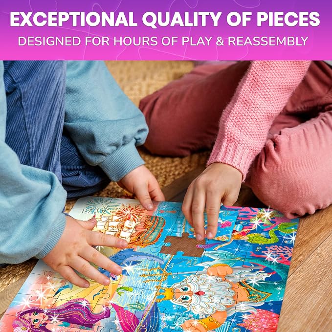 60 Piece Puzzles for Kids Ages 4-6 - 4 Jigsaw Toddler Puzzles Ages 3-5 | Fairy Tale Princess Puzzles - Quiet Time Toys for Preschoolers - FSC Certified Learning Toys - Gift for 5 Year Olds