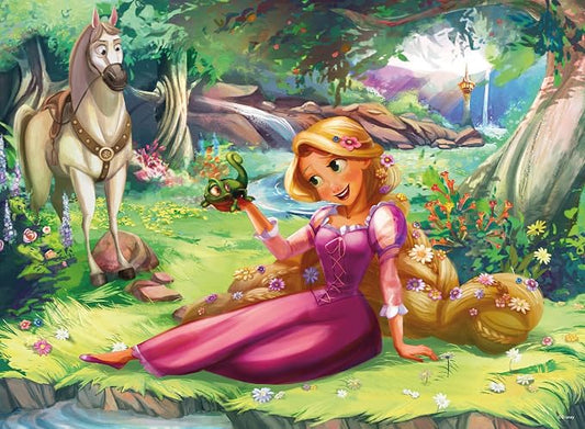 Ceaco - Disney Rapunzel and Pascal - 100 Piece Puzzle for Kids Ages 6-8 | Officially Licensed, Glitter Accents, Made in USA, Finished Size 24 x 18 in, Kids' Favorite Characters, Giftable