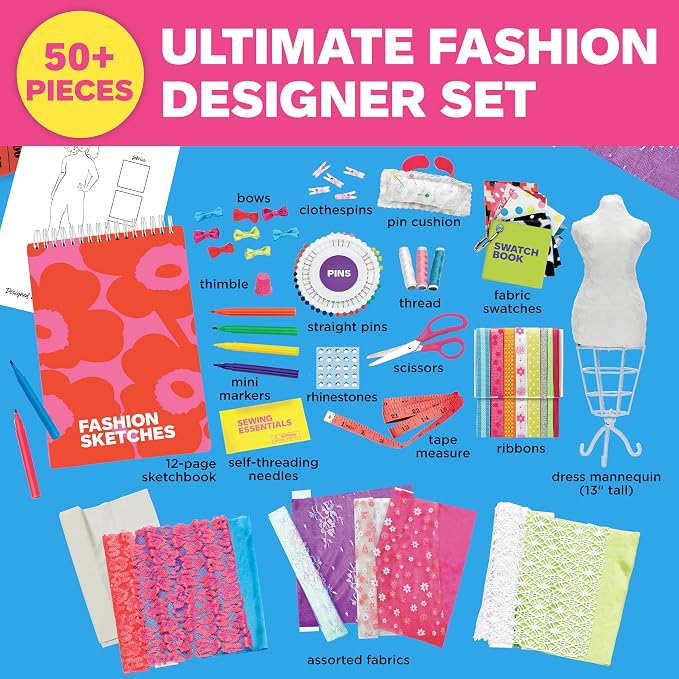 Creativity for Kids Designed by You Fashion Studio: DIY Fashion Designer Craft Kit for Girls, Dress Design Toy & Sewing Set for Kids, Gifts and Toys for Girls (Ages 9+)