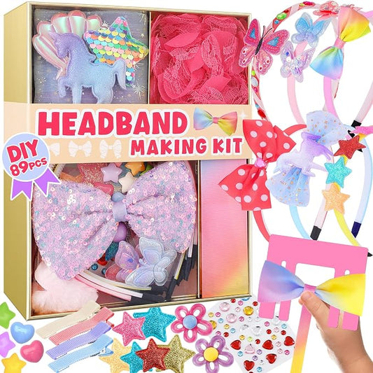 yasest Headband Making Kit for Girls - 89pcs DIY Hair Accessories Arts & Crafts Set - 5 6 7 8 Year Old Girl Birthday Gift