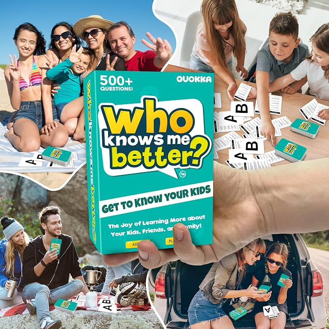 Card Games for Kids 8-12 - Board Family Games for Kids and Adults | Games for Kids 6-8 for Family Game Night - Activities for Travel, Car, Road Trip - Who Knows Me Better 500+ Questions Ages 5+