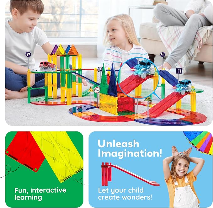 PicassoTiles 6 Piece Ramp Expansion Pack, Magnetic Tile Ramps for STEM Sets | Slope pieces add height, BPA-free non-toxic build, boosts hand-eye coordination skills, quick-connect design, screen-free fun