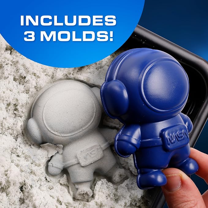 NASA Moon Sand Sensory Play Kit with Tray and Space Molds for Kids | 1.5 Lbs. of Moldable Sand, Space Molds, Astronaut Figure, Play Tray, Shovel, NASA Sticker, Sensory STEM Activity