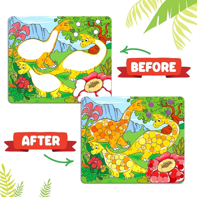 Dot Sticker Art Activity - Dinosaurs, Educational Toys for 3 Year Old Boys | No Mess Crafts for Kids, Stocking Stuffers Toddlers, DIY Gifts for Boys & Girls Ages 3, 4, 5, 6, 7 Year Old, Travel Toys