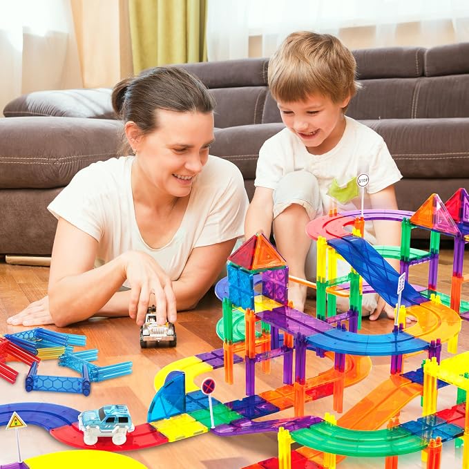 12 Piece Support Column Expansion Supporting Pack for Magnetic Race CarTrack Magnet Tile Building Block Construction Kit Education Toy Boys Girls STEM Puzzle Toy Kids Boy Girl Toddler 3+ PicassoTiles | Adds instant height, simple stack-and-play design,...