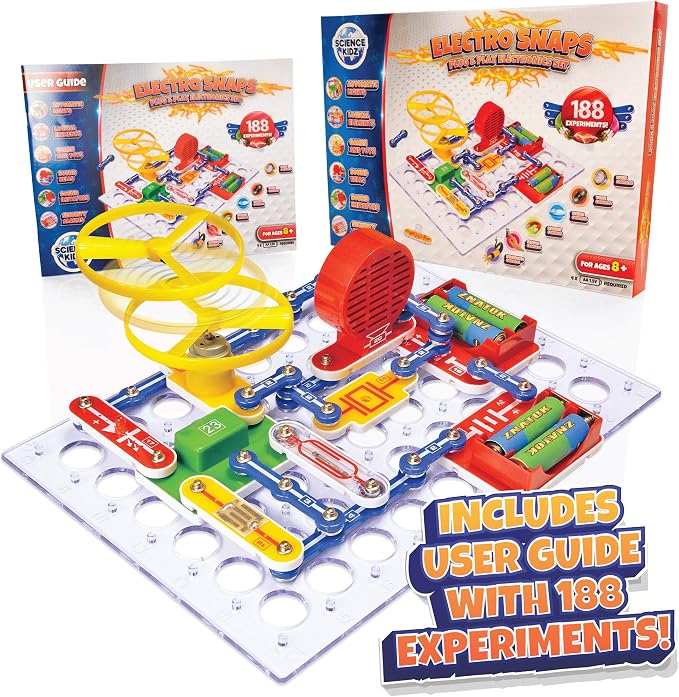Science Kidz Electronics Kit - 188 Science Experiments Set for Kids | Age 5-10 Years Old - Electric Circuits Experiment Set - Educational STEM Toys