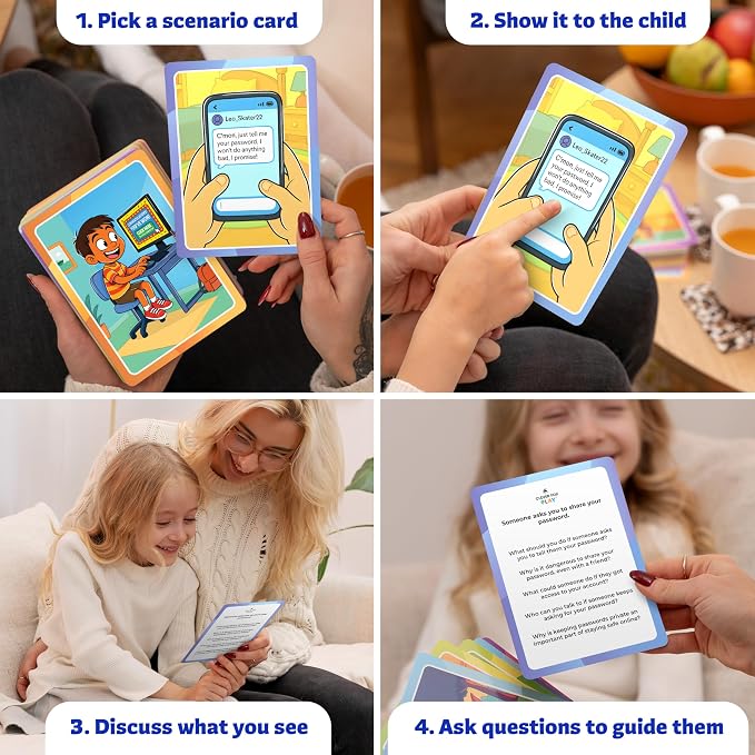 Who What Why Online Safety Conversation Cards for Kids, SEL Game | Cybersecurity, digital awareness, emotional regulation, social skills, speech therapy, online habits, classroom and home use