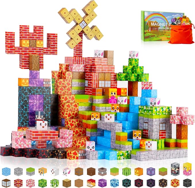 150PCS Magnetic Building Blocks for Kids Ages 3-8, 0.8in STEM Magnetic Cubes, Montessori Construction Toys for Boys Girls, Creative Educational Building Set, Birthday
