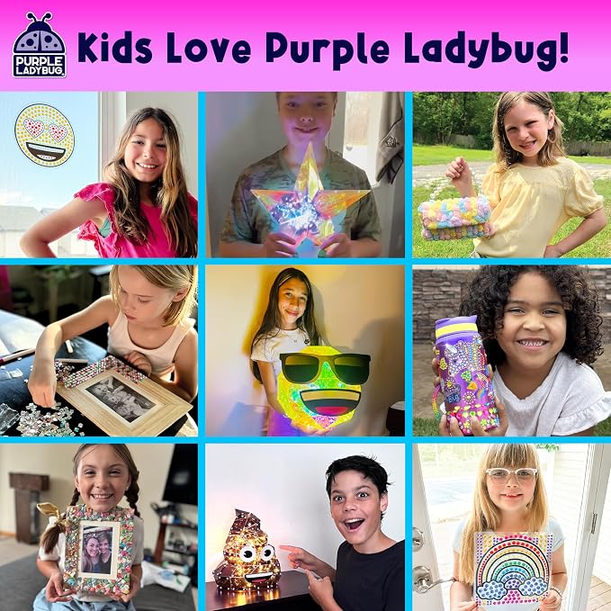 PURPLE LADYBUG Decorate Your Own Wooden Handheld Mirror - Arts and Crafts for Girls Ages 6-8 Year Old, Gifts for 5-12 Years Old Girl Birthday Gift, Girl Crafts Ages 6-12