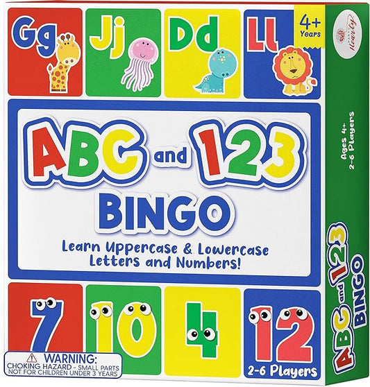 Party Hearty ABC & 123 Bingo Game for Kindergarten & Preschool - Animals | Animal Edition, Alphabet and Number, Preschool Kids Learn to Read, Ages 4 and Up