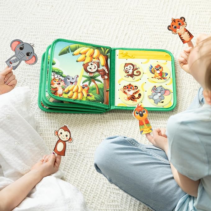 Busy Book for Toddlers – Interactive Felt Quiet Book with Narrated Story & Song – Montessori Busy Board Book – Educational Gift & Travel Toy – Sensory Activity for Car Seat, Car Ride & Airplane Travel