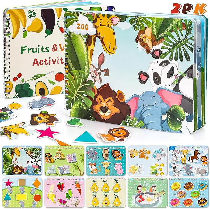 TOY Life Busy Book Preschool Learning Activities Toddler Busy Book with 32 Pages Autism Sensory Learning Materials Preschool Montessori Learning Toys for Kids 3+ Quiet Books for Boys and Girls