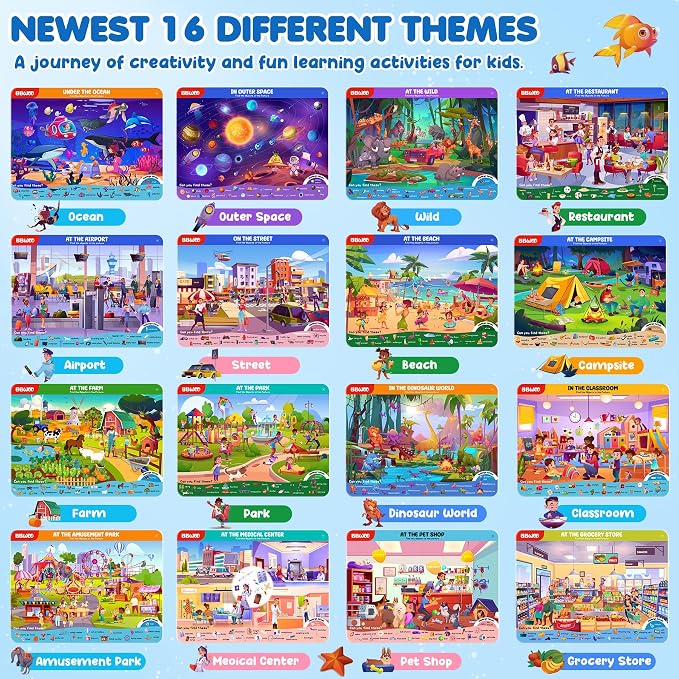 BBWOO Search and Find Activity Book, Reusable Travel Game Toys for Kids 3-8 | Car Airplane Road Trip Activities for Kids Games, Preschool Learning Activities, Educational Seek Game,Gifts for Boys Girls