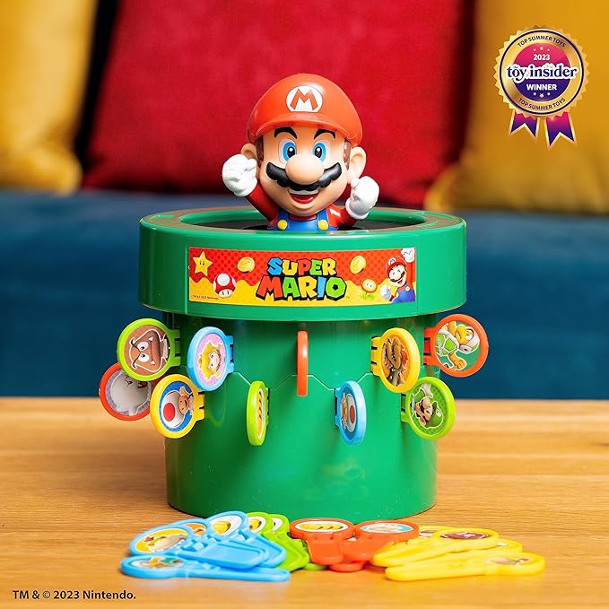 TOMY Pop Up Super Mario Family Action Game - 2-4 Players - Ages 4+ | Officially Licensed Nintendo Toys, Collectible Super Mario Toys, 3 Ways to Play, Recommended for Family Game Night