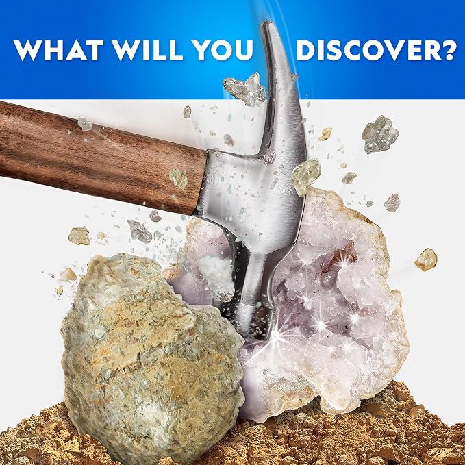 National Geographic Break Open 15 Premium Geodes Science Kit for Kids | Extra-Large Natural Specimens, Safety Goggles, Real Crystals Inside, Break Your Own Geodes, Earth Science, Birthday Gift
