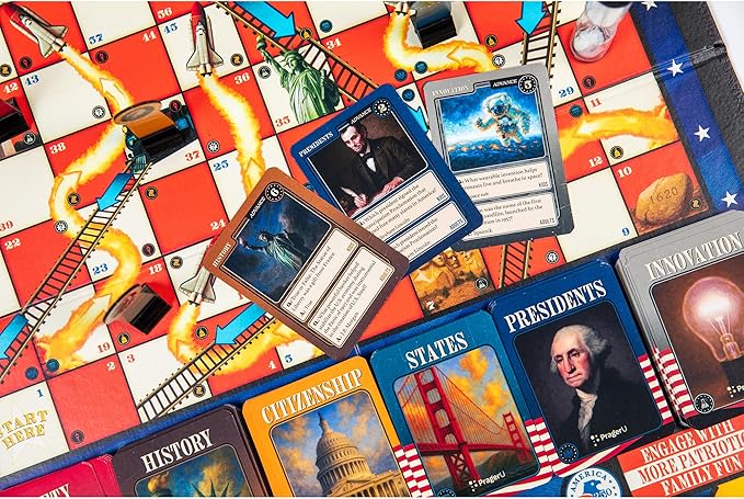 Celebrate America - Race to The White House Board Game, USA Trivia Game, America’s 250th Anniversary Edition, Families & Kids 8+, 2+ Players, Made in America