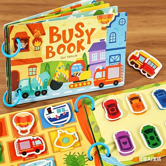 Montessori Busy Book Sorting Toys for Toddlers 2-4, Quiet Book Educational Preschool Learning Activities for Kids, Sensory Fine Motor Matching Games for 3 Year Old Boys Girls Gifts(red)