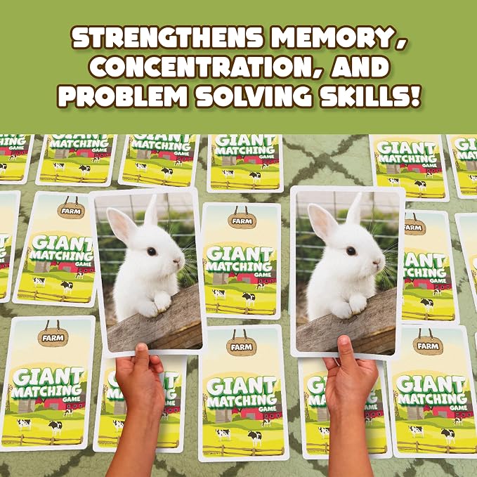 Giant Matching Game, Summer Toys, Game Night, Travel Games, Memory, Learning Game, Jumbo Playing Cards, Card Game for Kids and Adults, Ages 3+