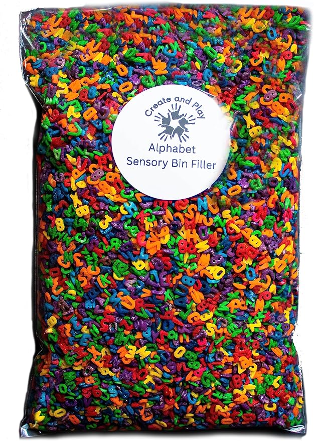 Sensory Rice, Alphabet Sensory Bin Filler, Colored Rice (3 Cups) | Sensory Table Filler
