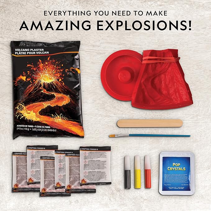 National Geographic Ultimate Volcano Science Kit for Kids Ages 8-12 | 3X More Eruptions, Pop Crystals with Exciting Sounds, Eruption Powder, Hands-On Earth Science, STEM Activity, Birthday Gift