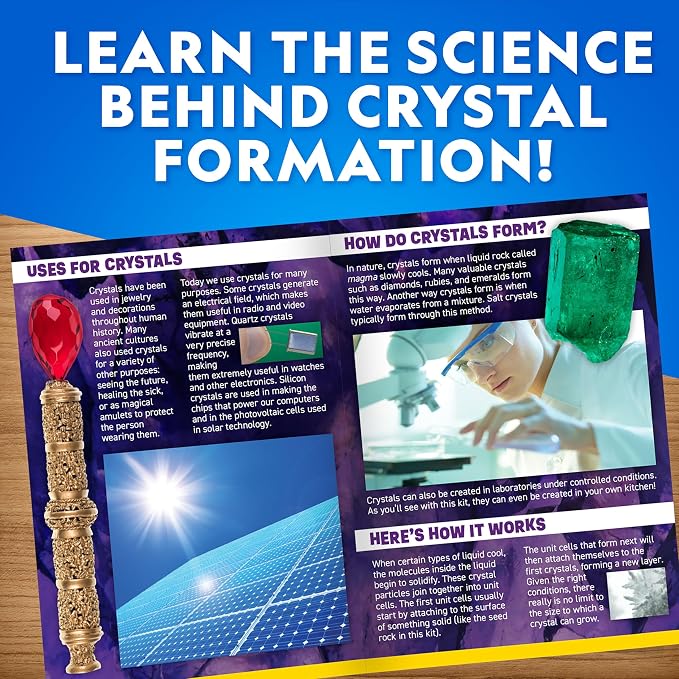 National Geographic Crystal Growing Kit with 5 Unique Activities | Glow-in-the-Dark Crystal, Underwater Crystals, Crystal Trees and Dinosaur Figure, STEM Science Activity, Birthday Gift