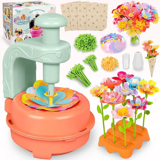 Orange Green DIY Fabric Flower Bouquet Kit, Educational Girls Toy Gift 4+ | Flowers Market Toy for Kids, Build Your Flower Bouquet, Arts & Crafts for 4+ Year Toddler Girl