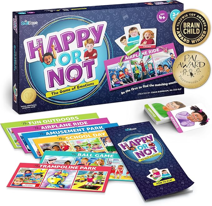 SkillEase Happy or Not, Bingo Emotions and Feelings Activity for Social Skills, Social Emotional Learning Activities, Therapy and Counseling Game for Kids, Speech Therapy Autism Game,