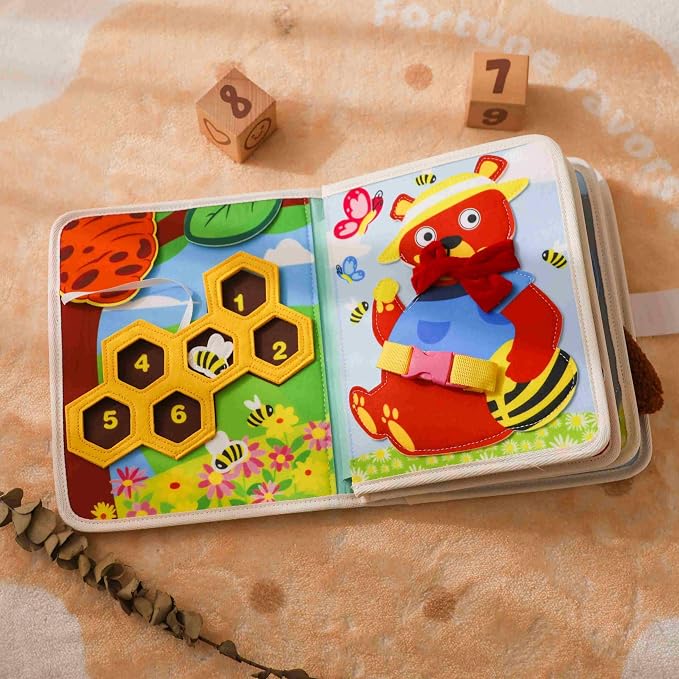 GOODMOM Animal Busy Book for Ages 1–3 -in-1 Educational Activity Book | Develop Fine Motor Skills, Practical Life Skills & Sensory Exploration | Travel-Friendly, Screen-Free Fun