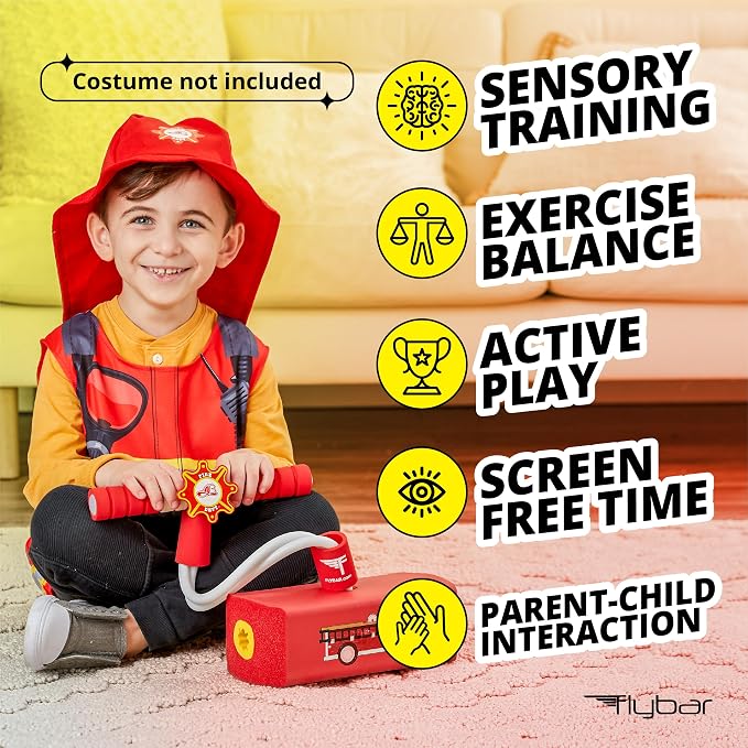 Flybar My First Foam Pogo Jumper for Kids Fun and Safe Pogo Stick for Toddlers, Durable Foam and Bungee Jumper for Ages 3 and up, Supports up to 250lbs (Red Fire)