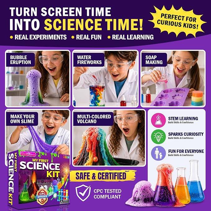 Jim&Gloria Science Kits for Kids Age 5-7 8-12 Year Old Birthday Gifts for Girls Boys, Learning & Educational Toys, Stem Toys, Chemistry Set, Science Experiments for Kids Volcano Projects