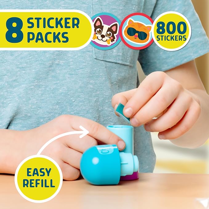 Chuckle & Roar Mega Sticker Stamper Activity Kit with 800 Stickers, 2 Activity Books (ABC & 123) & 2 Reusable Stampers – Arts & Crafts, Learning, Travel Toy for Kids Ages 3+