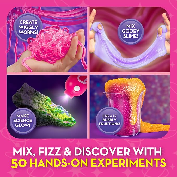 Barbie™ Chemistry Science Kit with 50 Experiments for Kids Ages 8-12 | 50 Experiments, Lab Gear and Goggles, Glow in the Dark Slime, Lava Lamp, Chemistry Activities, STEM Learning, The STEAM Lab