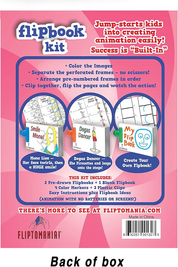 Fliptomania Flipbook Make-Your-Own Flip Book Kit for Kids 3 Pack, Mona Lisa, Degas Dancer , & Blank DIY Flipbook Paper, Drawing Kids Arts & Crafts Project Set, Arts and Crafts for Kids Ages 8-12