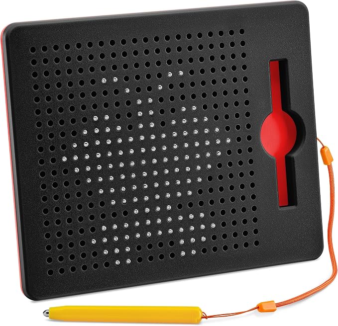 Magnetic Drawing Board for Kids & Toddlers, Airplane & Car Ride Activities | Magnetic Tablet Toy with Beads & Stylus Pen, Travel Toys for Toddlers, Road Trip & Flight Activity, Gift for Boys & Girls
