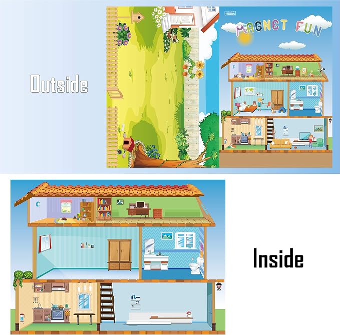 Magnetic Portable Playboard Doll House Family Magnets Learning Travel Toy (65 Pcs)