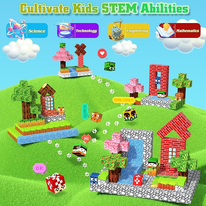 Magnetic Blocks Toys for Kids Age 3+, Forest World, 150PCS | Magnetic Building Cube, Construction Toys for Boys & Girls Age 3-4 5 6 7 8-12, Sensory Tiles Building Gift for Birthday