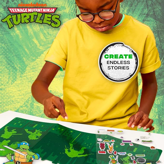 Teenage Mutant Ninja Turtles® Puffy Sticker Playset, Includes 30 Reusable TMNT Stickers & Double-Sided Play Scene, Classic Teenage Mutant Ninja Turtles Toys, Great Travel-Friendly Kids Activities