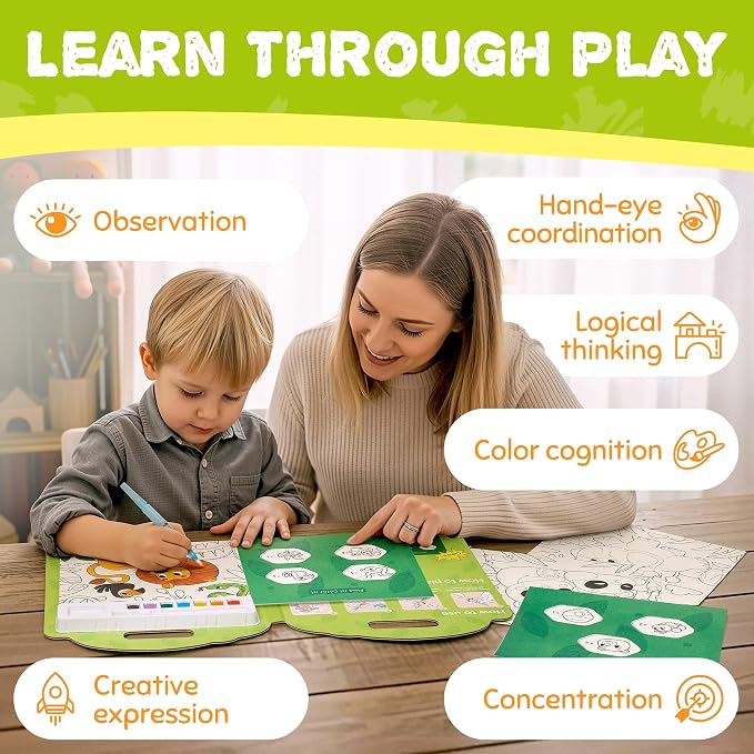 JoyCat Find & Color Paint with Water Coloring Books for Toddlers | Seek and Find Learning Activity, Animal No Mess Arts & Crafts Kids Toys Ages 3-5 & 4-8, Birthday Gifts for Boys & Girls