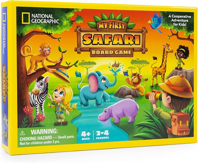 National Geographic My First Safari Cooperative Board Game for Kids | Cooperative Animal Game, Family Game Night, Easy Preschool Play, Kids and Adults, Safari Learning, Ages 4-6
