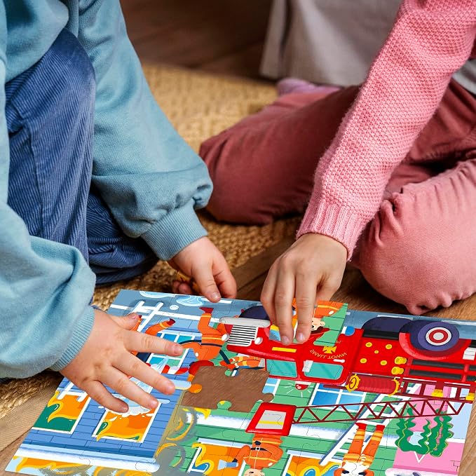 QUOKKA Puzzles for Kids Ages 3-5 - 30 Pieces Puzzles for Toddlers 2-4 - Firefighters Learning Jigsaw Puzzles for Kids 4-6 Years Old - Educational Toys for Boy and Girl